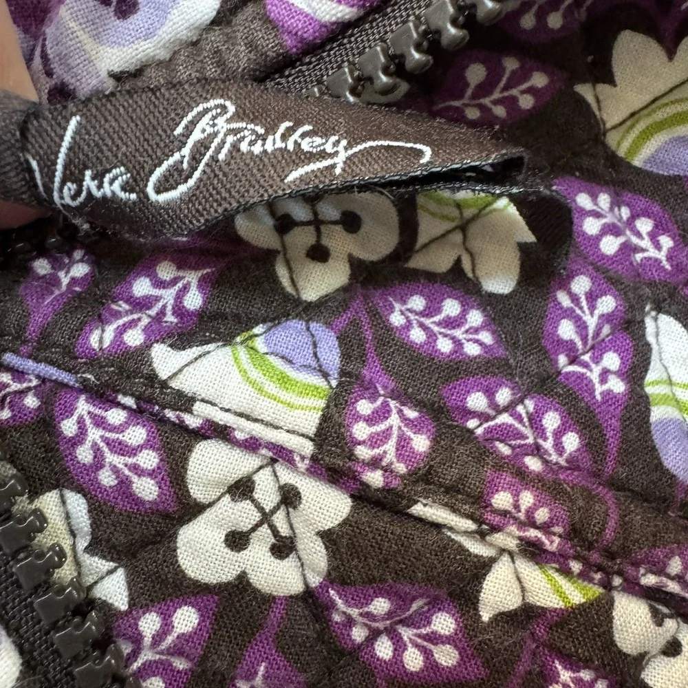 VERA BRADLEY Plum Petals XLQuilted Floral Zip Tote Bag Purple/Brown/Green